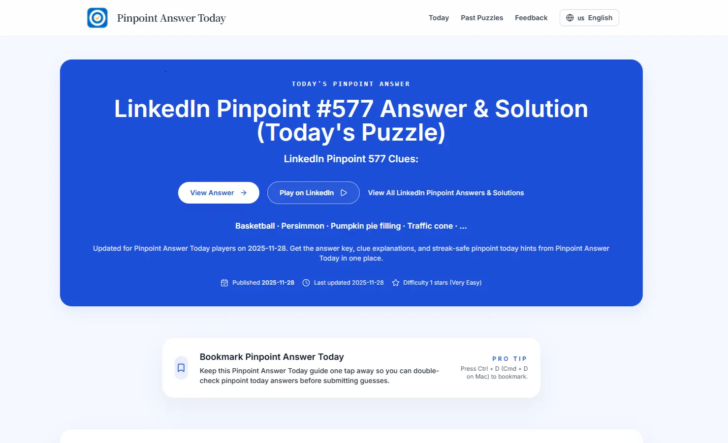 Screenshot 2 of LinkedIn Pinpoint Answer Today