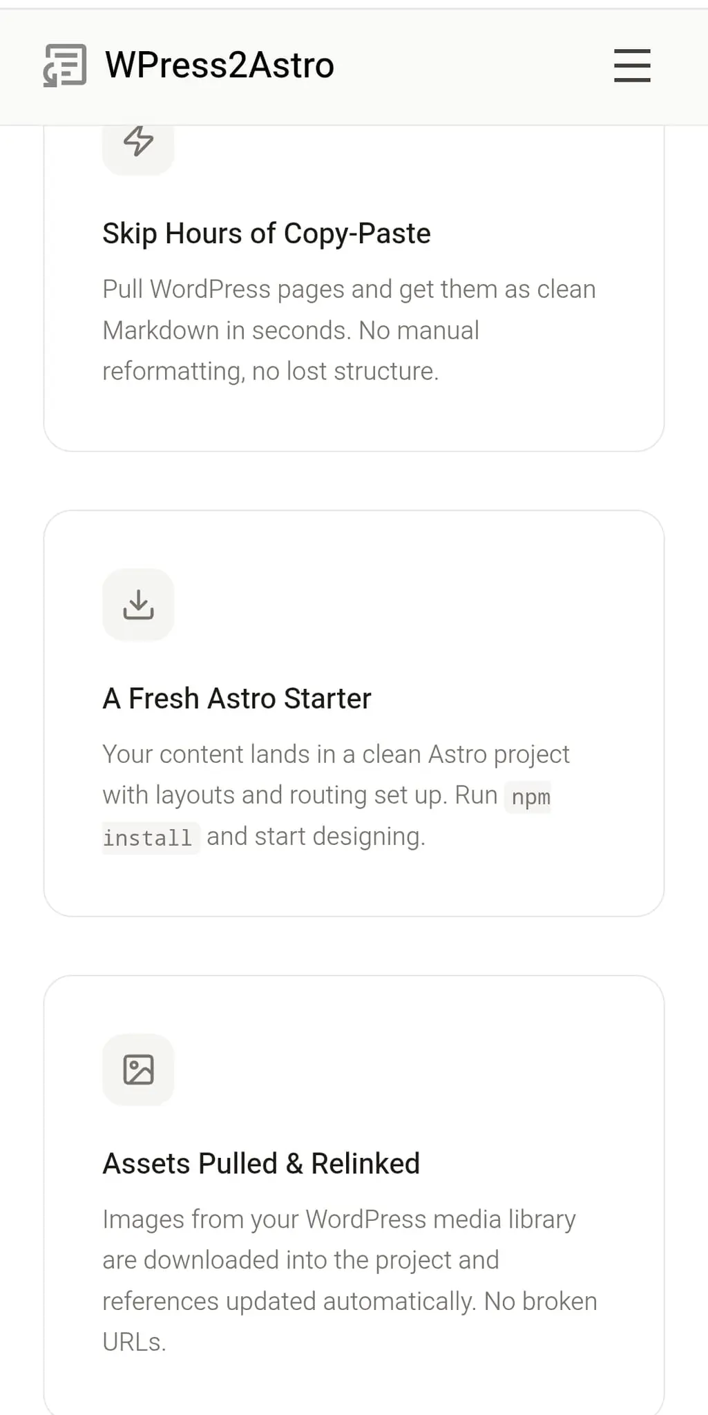 Screenshot 1 of WPress2Astro