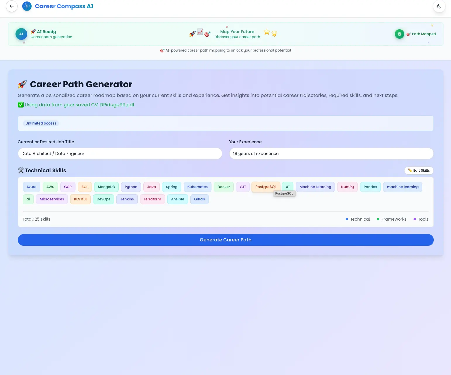 Screenshot 1 of Career Compass AI