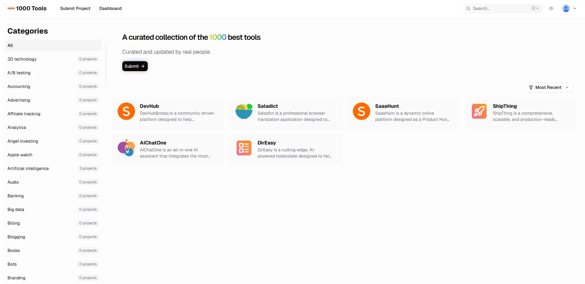 Screenshot 1 of 1000 Saas
