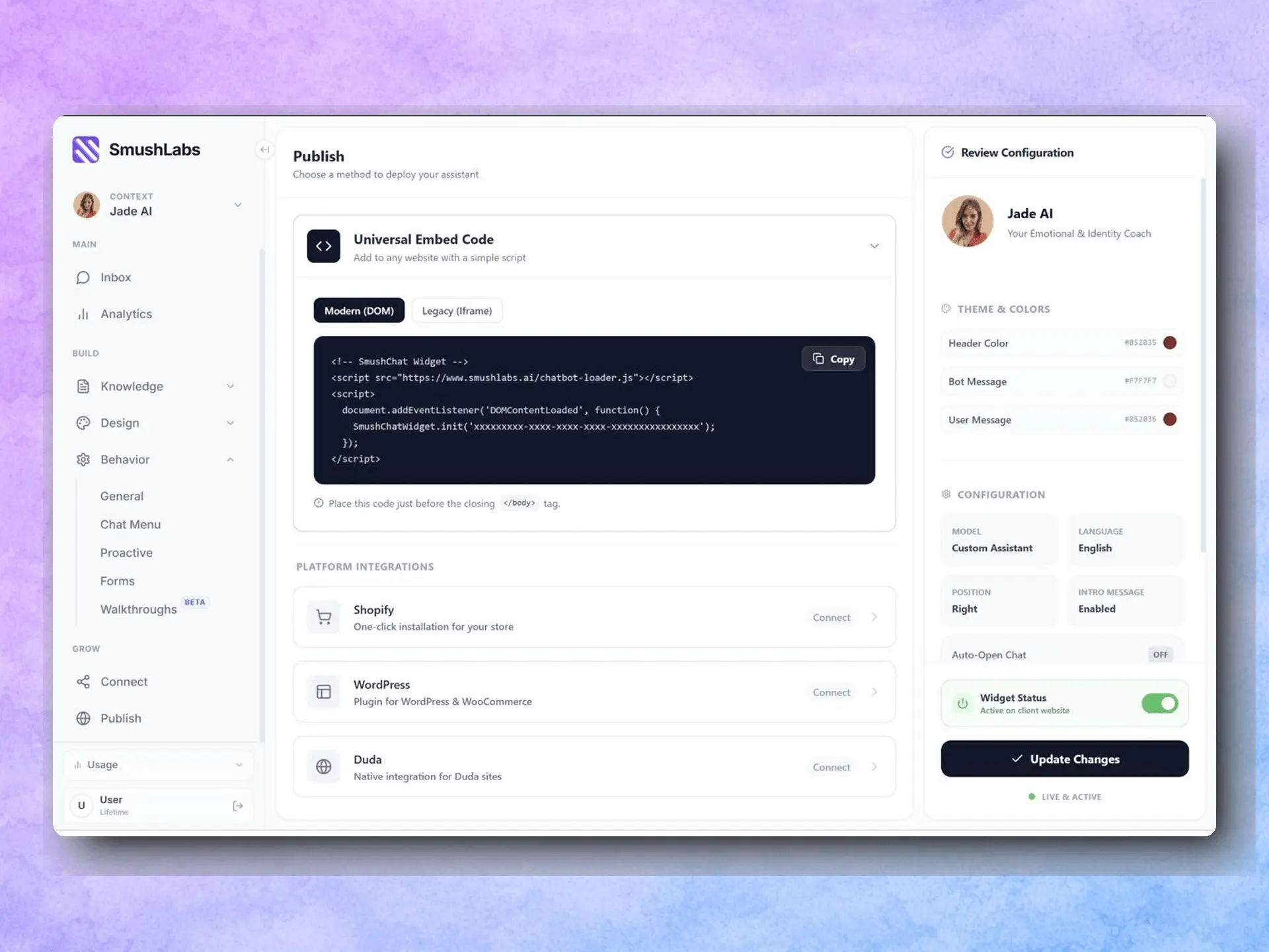 Screenshot 8 of SmushChat AI Chatbot Agent Builder