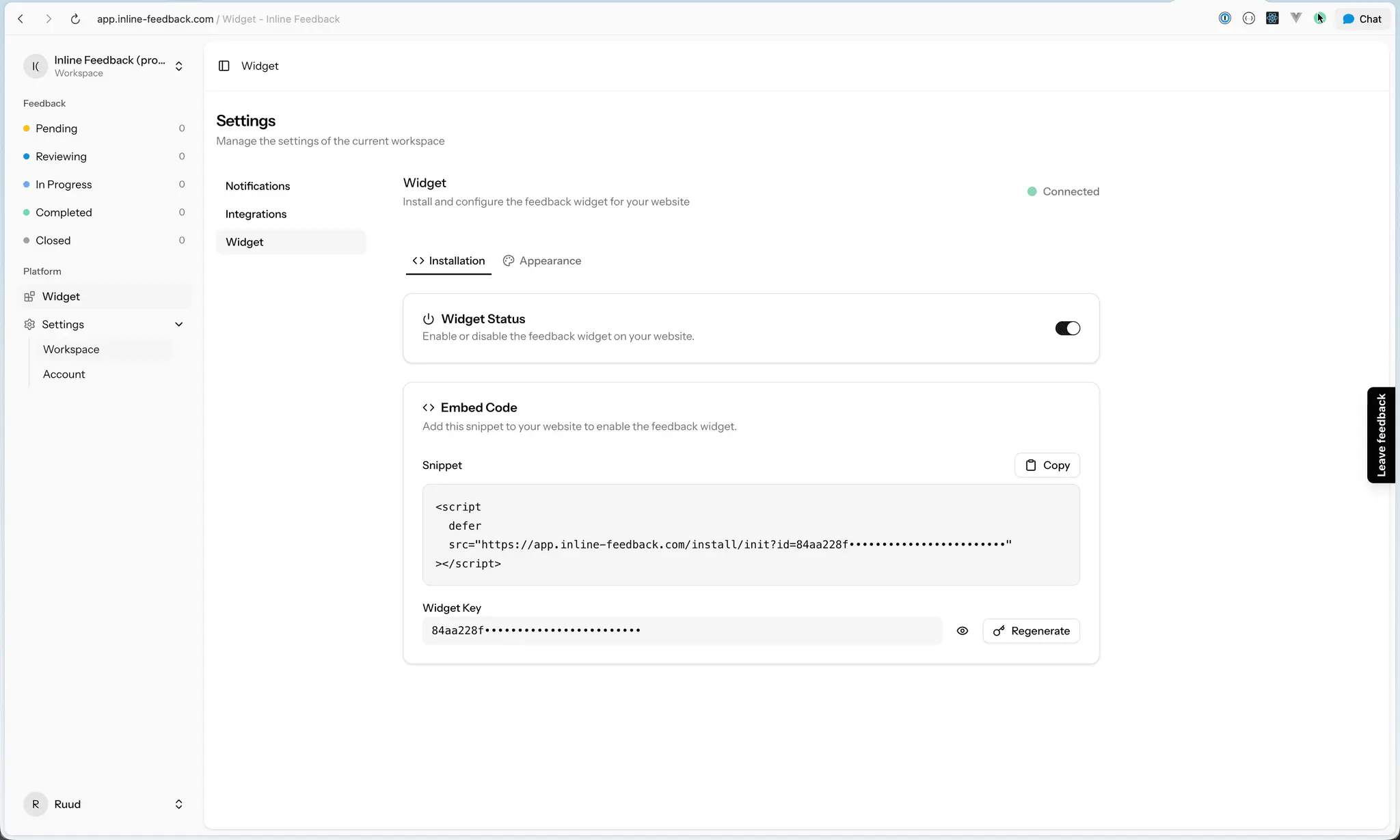 Screenshot 1 of Inline Feedback