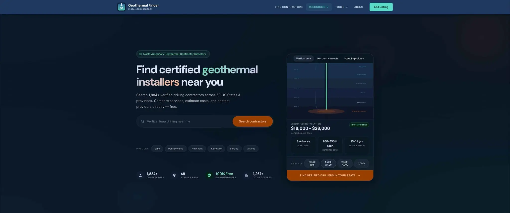 Screenshot 1 of GeothermalFinder.com