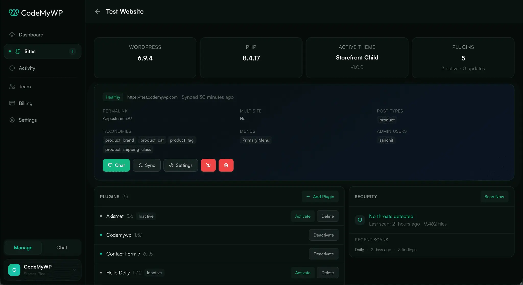 Screenshot 1 of CodeMyWP