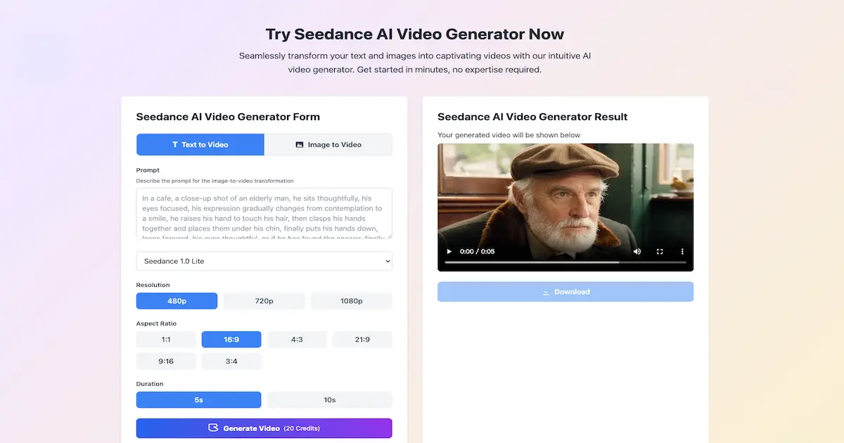 Screenshot 1 of Seedance AI Video Generator