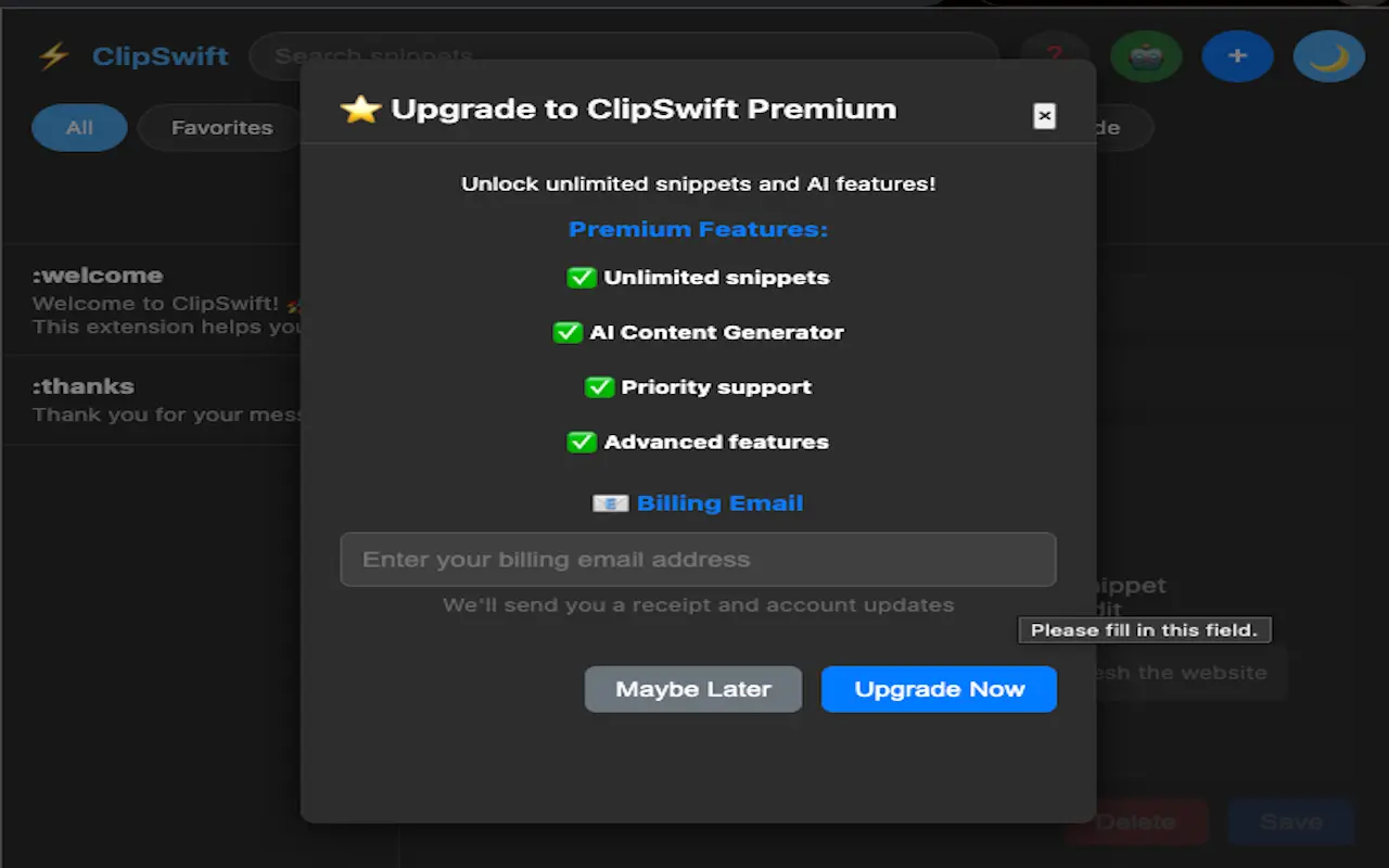 Screenshot 1 of ClipSwift
