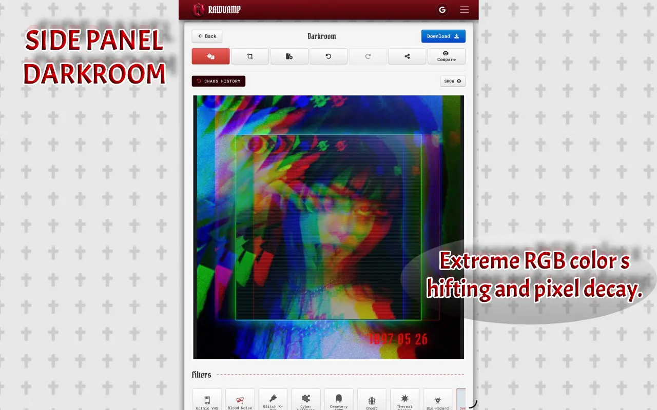 Screenshot 1 of RawVamp: Dark Aesthetic Photo Editor Y2K