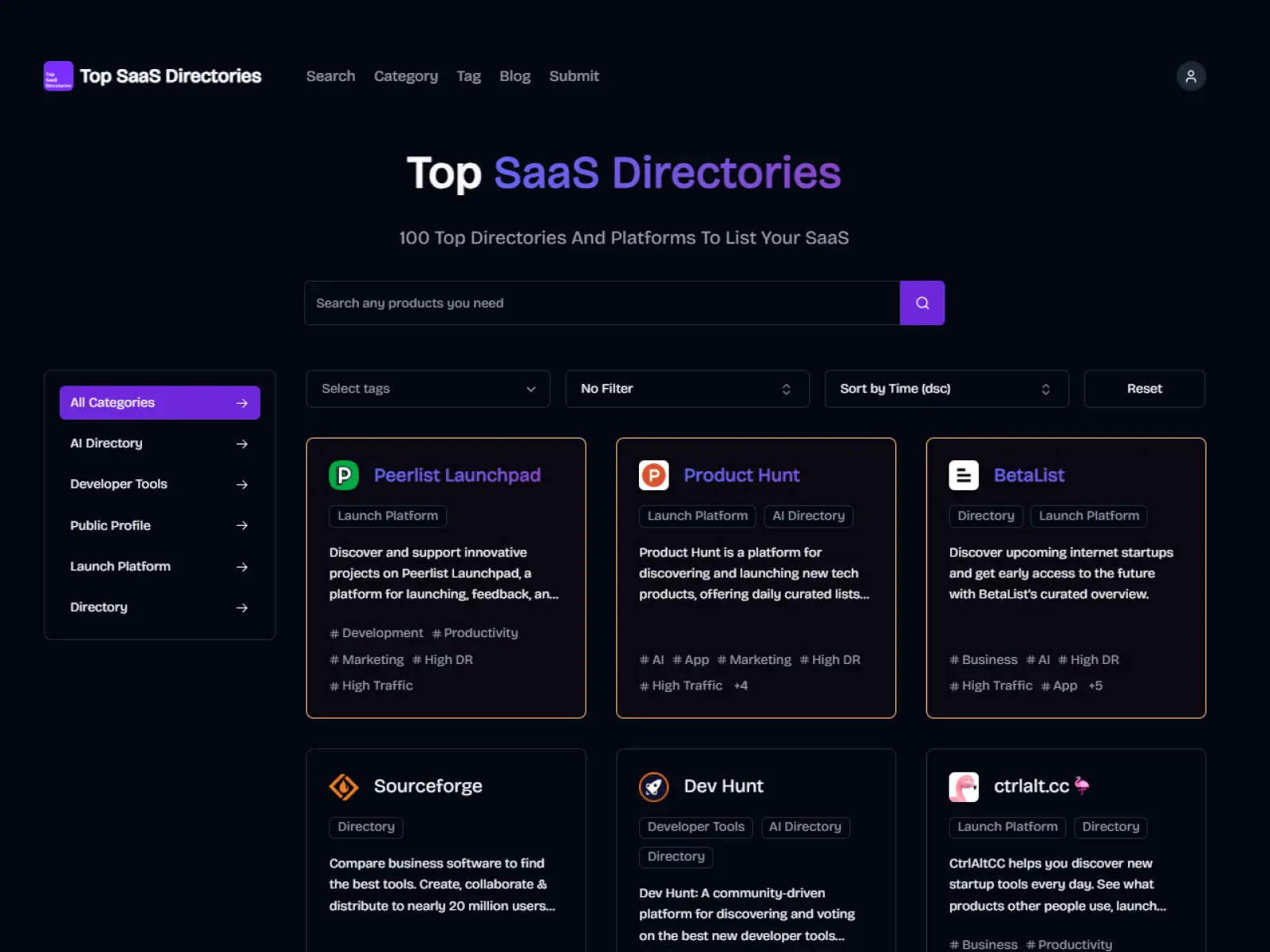 Screenshot 1 of Top SaaS Directories