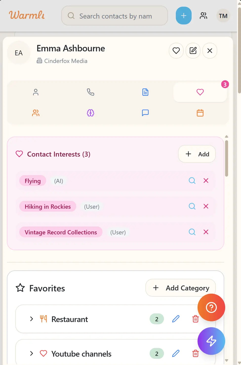 Screenshot 2 of Warmli Personal Relationship Manager