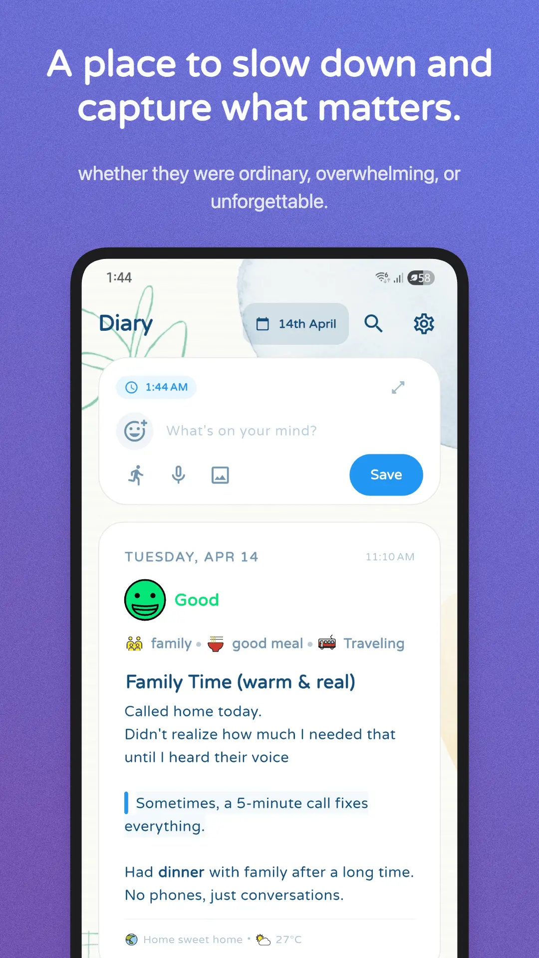 Screenshot 1 of My Days- Journal in Seconds, Not Minutes