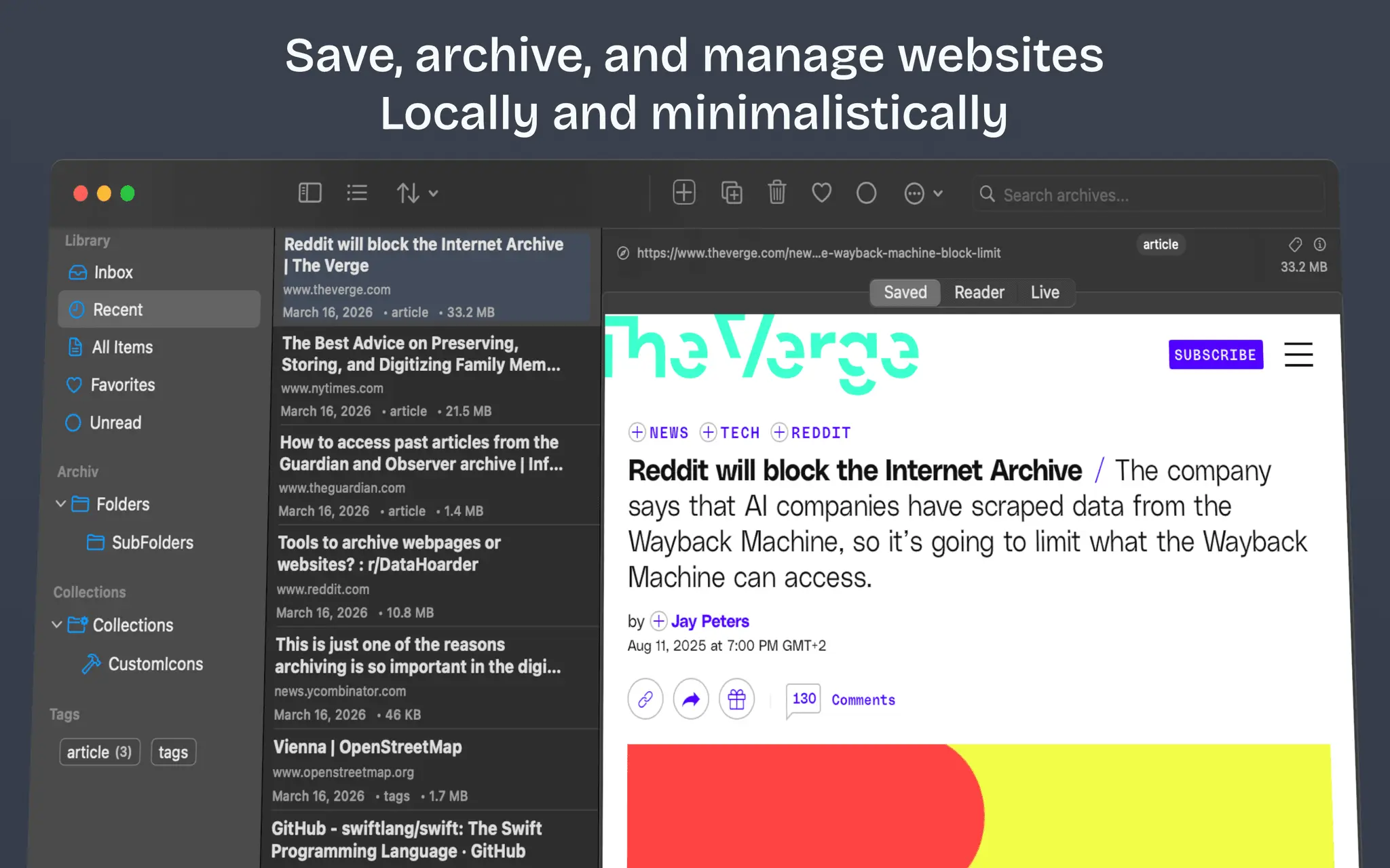 Screenshot 1 of WebsiteArchiver