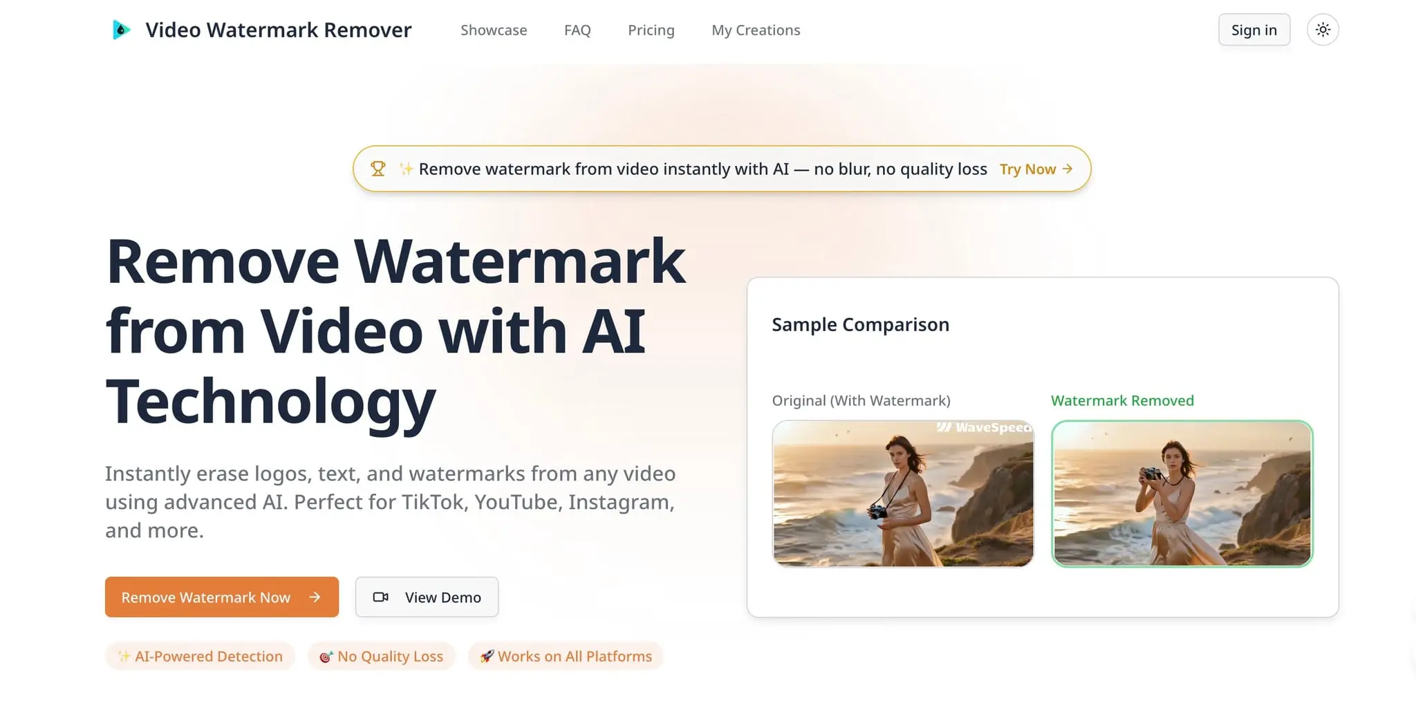 Screenshot 1 of AI Video Watermark Remover