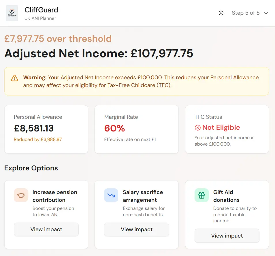Screenshot 3 of CliffGuard HENRY tax saving calculator