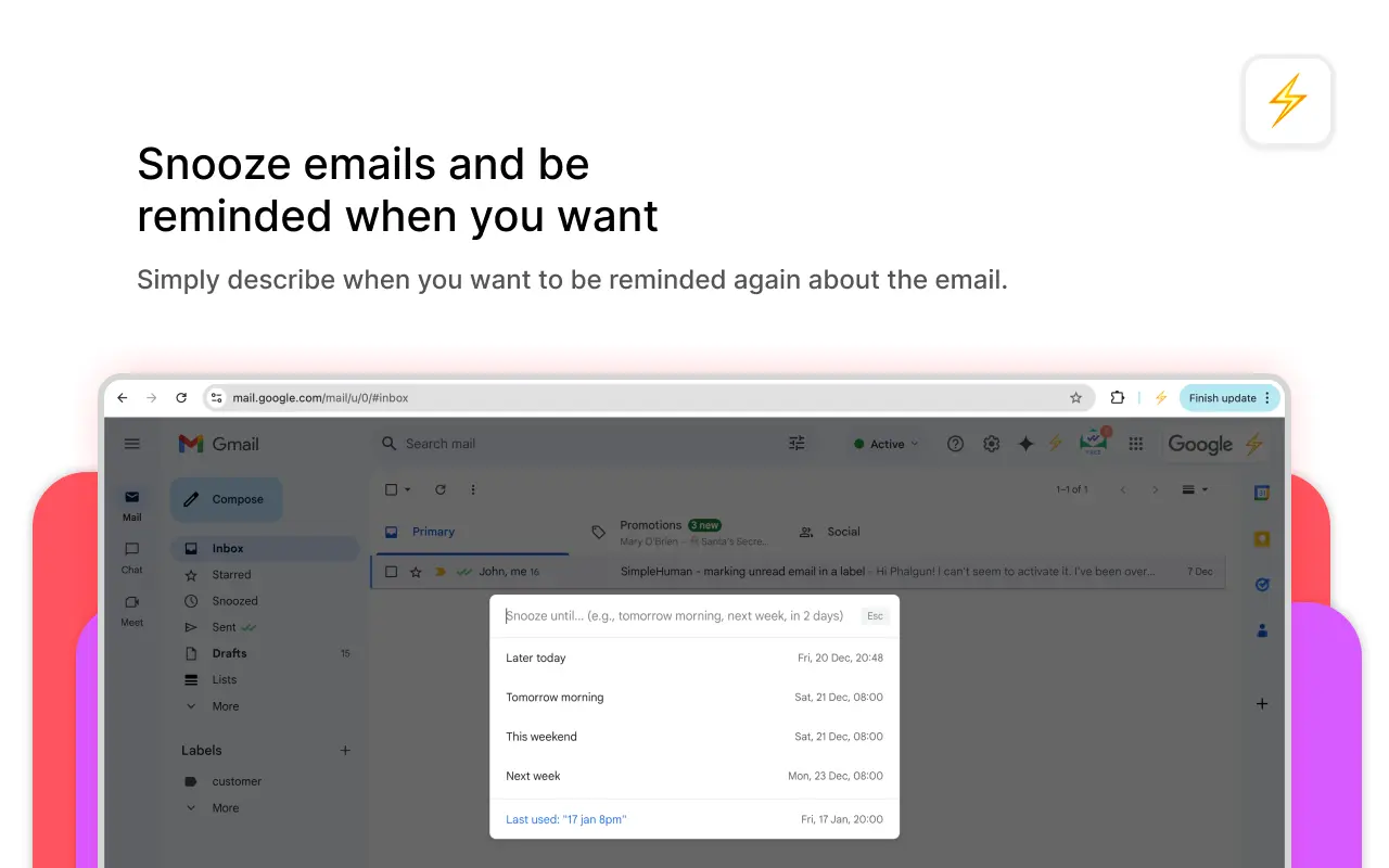 Screenshot 5 of CMDK Gmail Shortcuts Extension