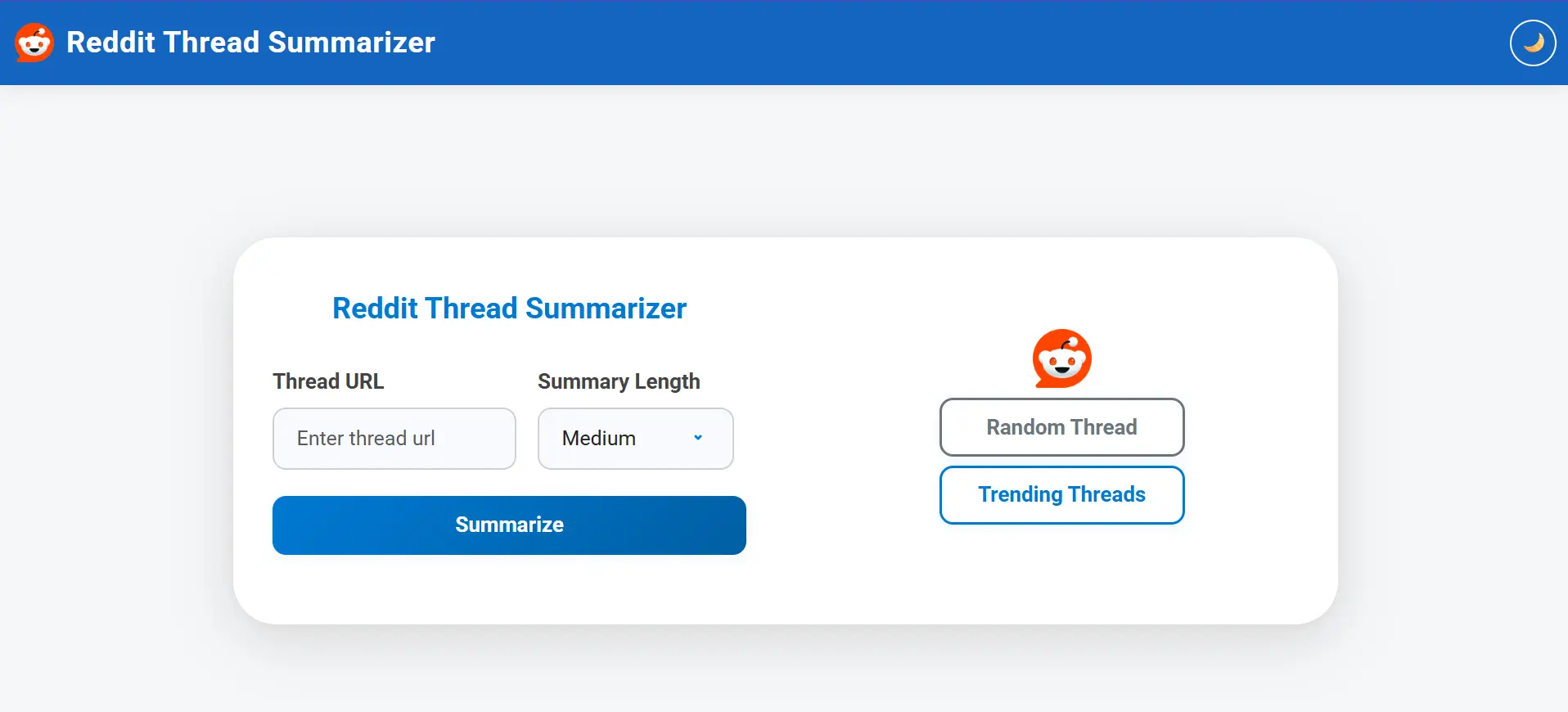 Screenshot 2 of Reddit Thread Summarizer