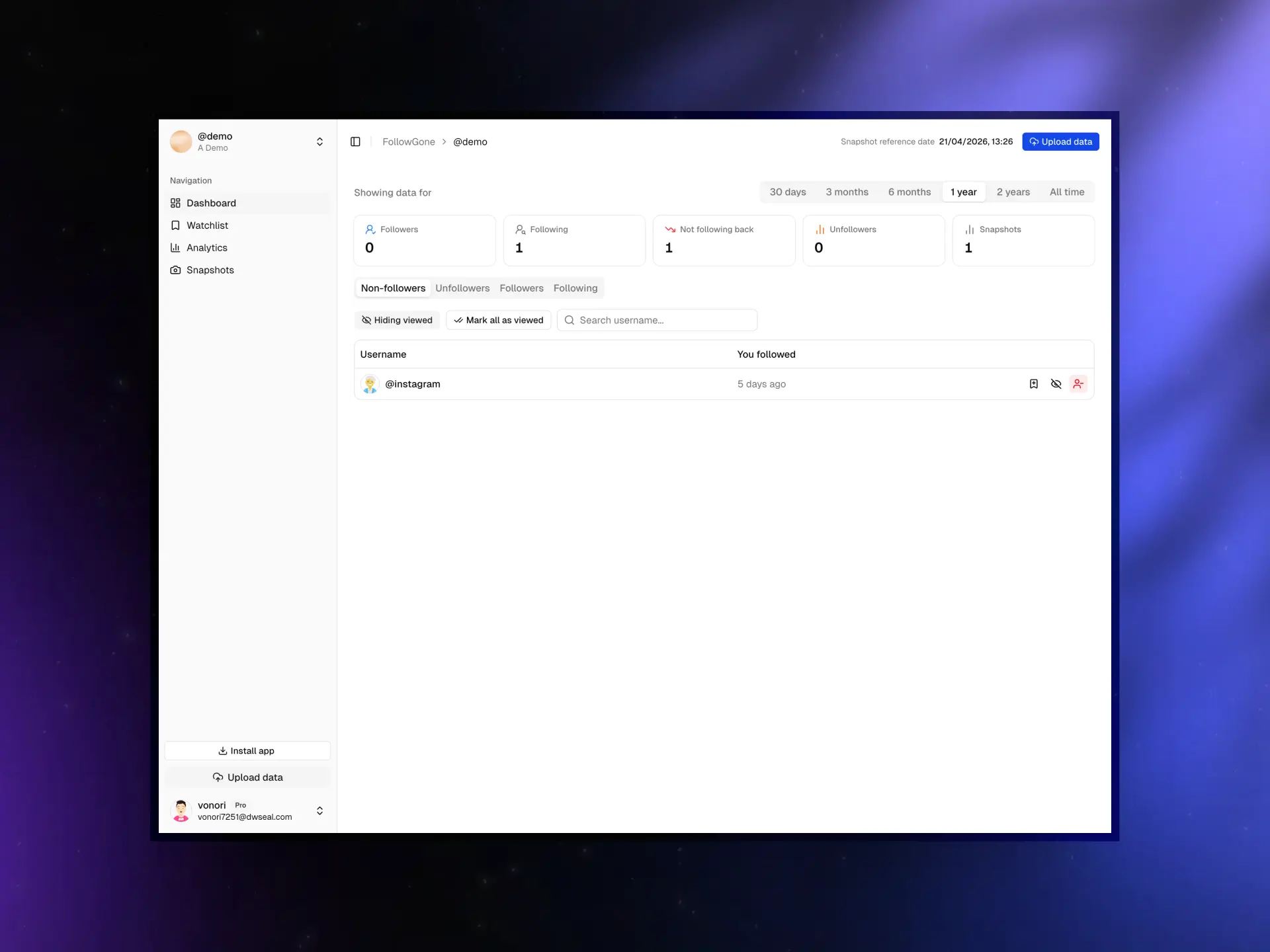 Screenshot 1 of FollowGone