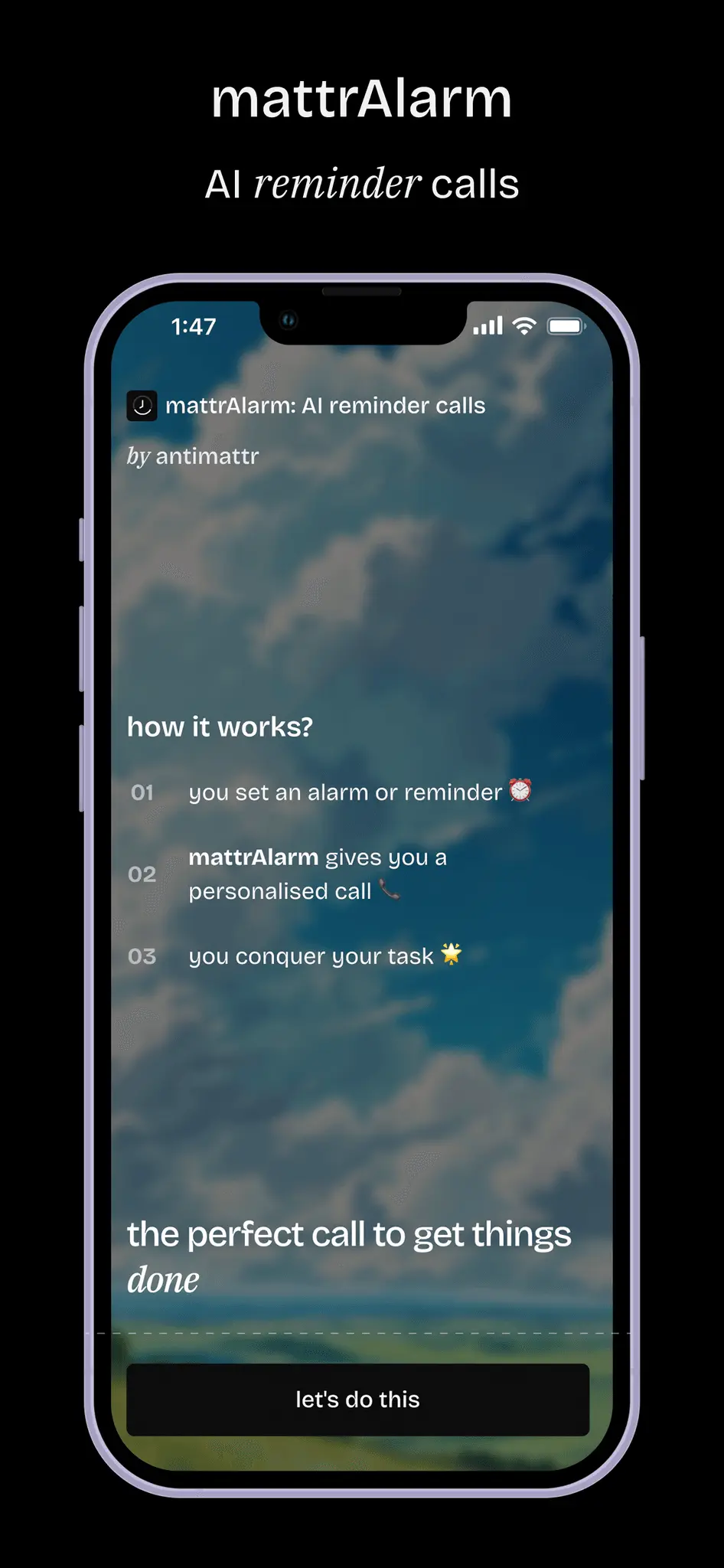 Screenshot 1 of mattrAlarm