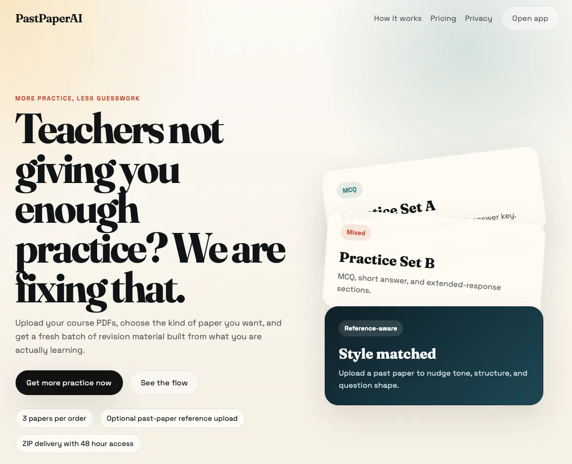 Screenshot 1 of PastPaperAI