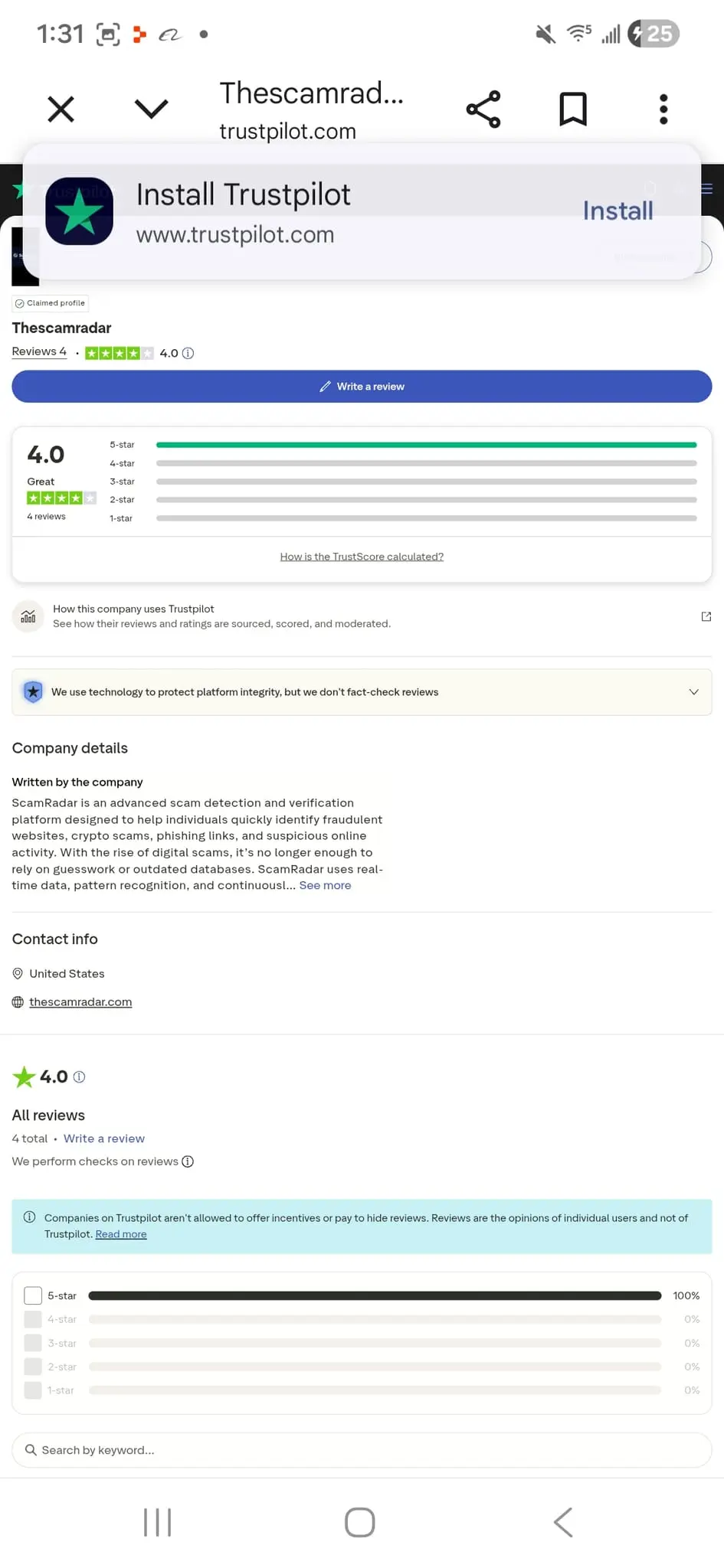 Screenshot 1 of ScamRadar