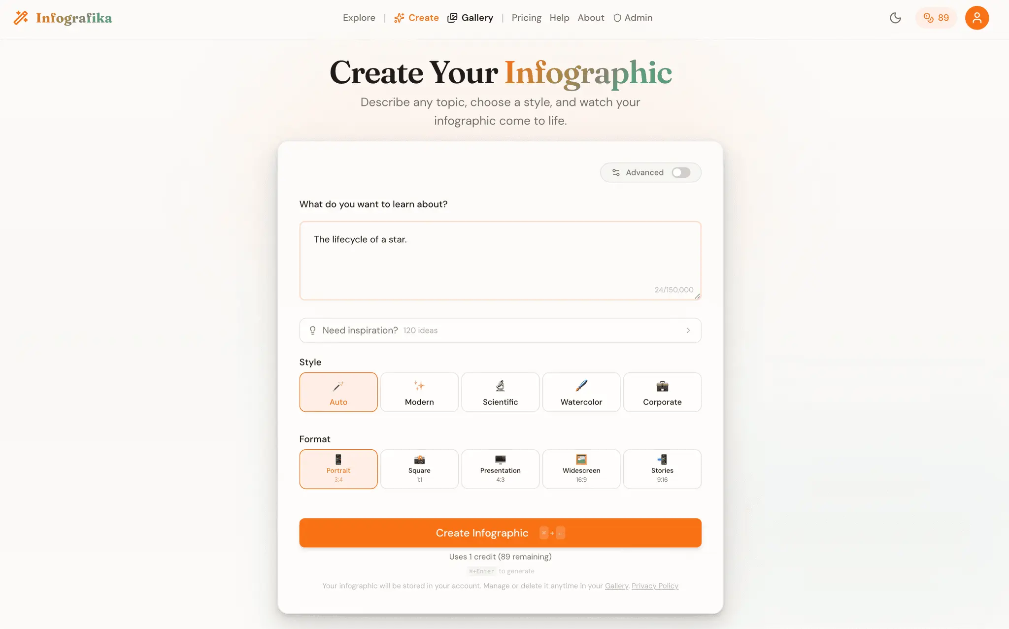Screenshot 1 of Infografika - AI Infographic Generator