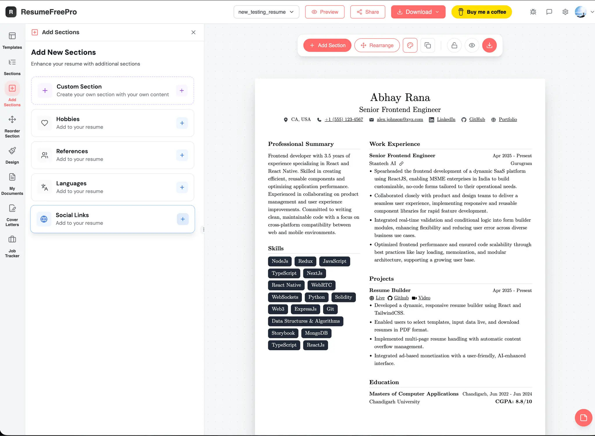 Screenshot 1 of ResumeFreePro