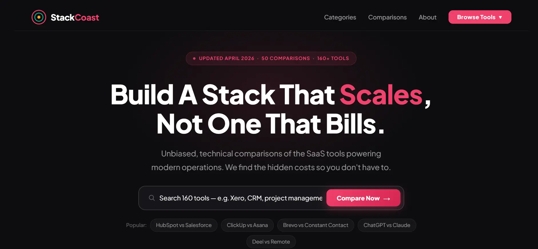 Screenshot 1 of SaaS Comparison Tool
