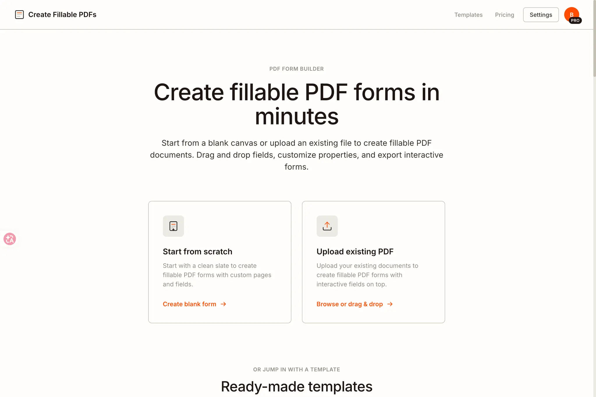 Screenshot 1 of Create Fillable PDFs