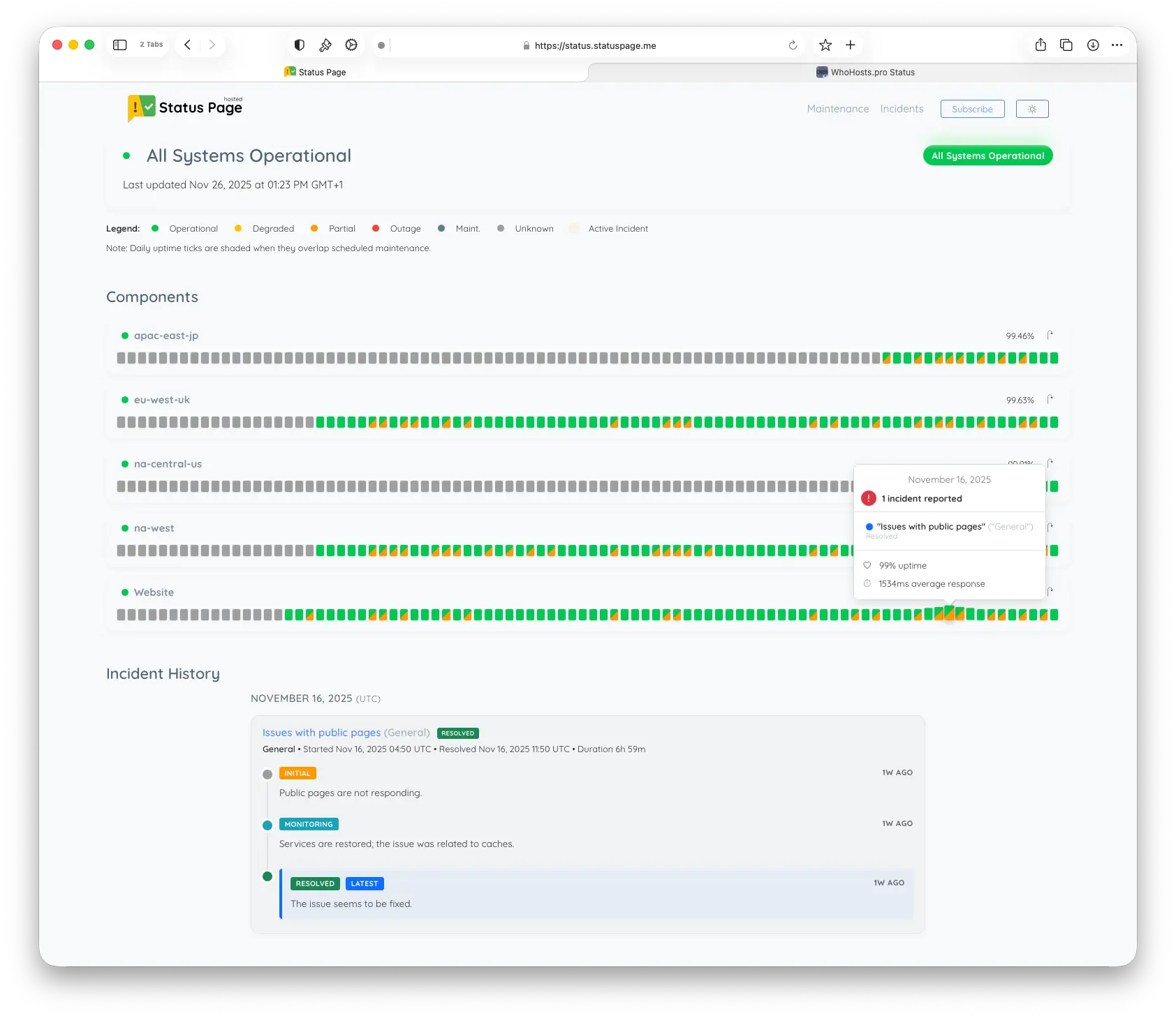 Screenshot 1 of Status Page and Uptime Monitoring