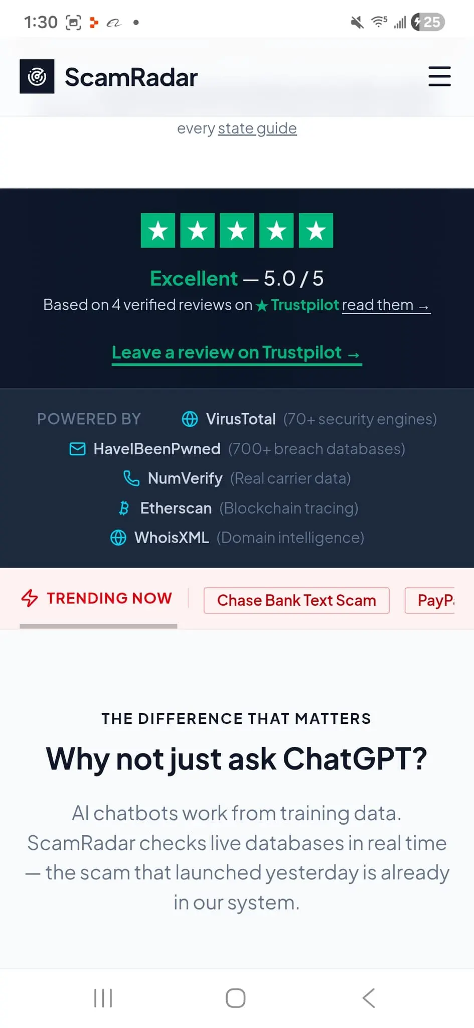 Screenshot 2 of ScamRadar