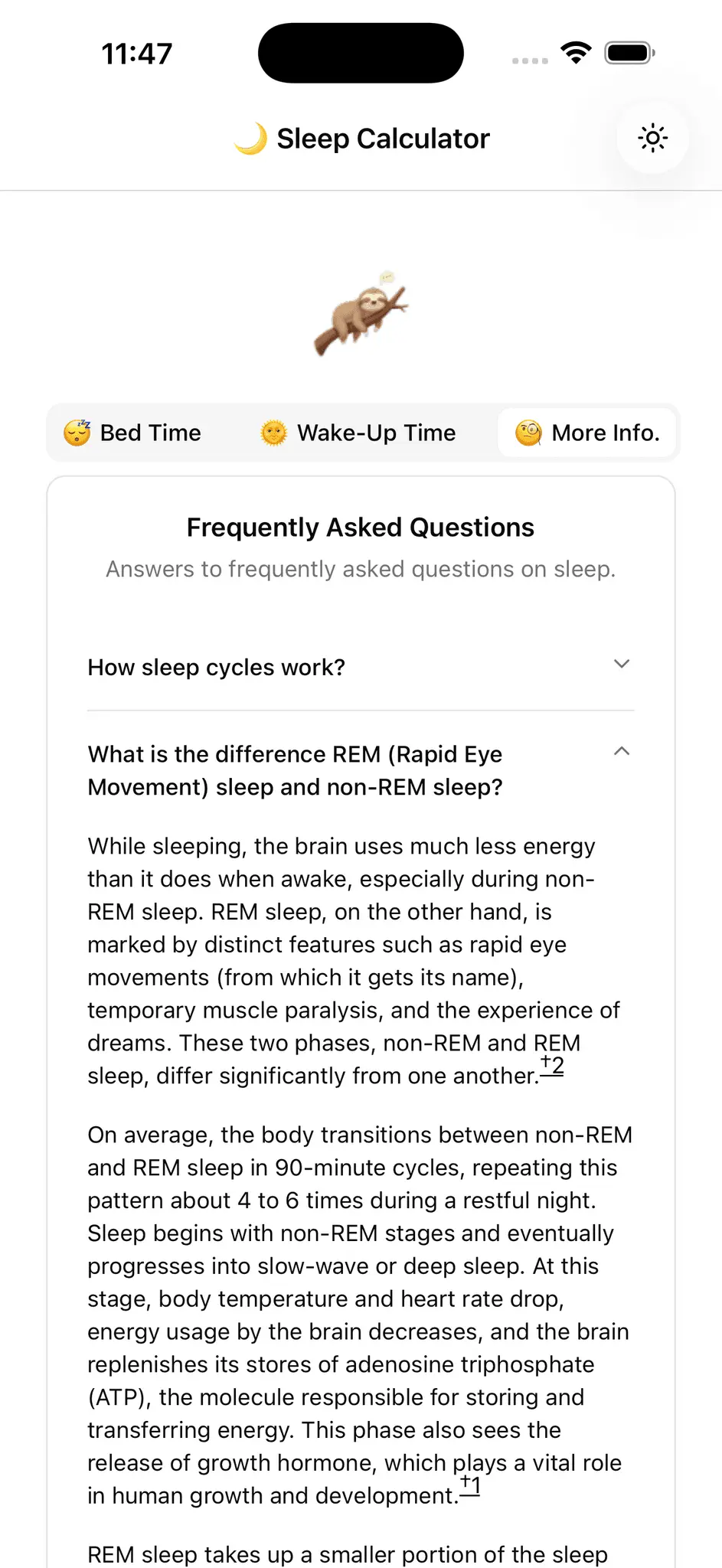 Screenshot 3 of Sleep Calculator - Sloth