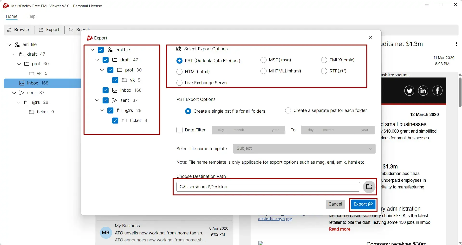 Screenshot 5 of Free EML Viewer Tool