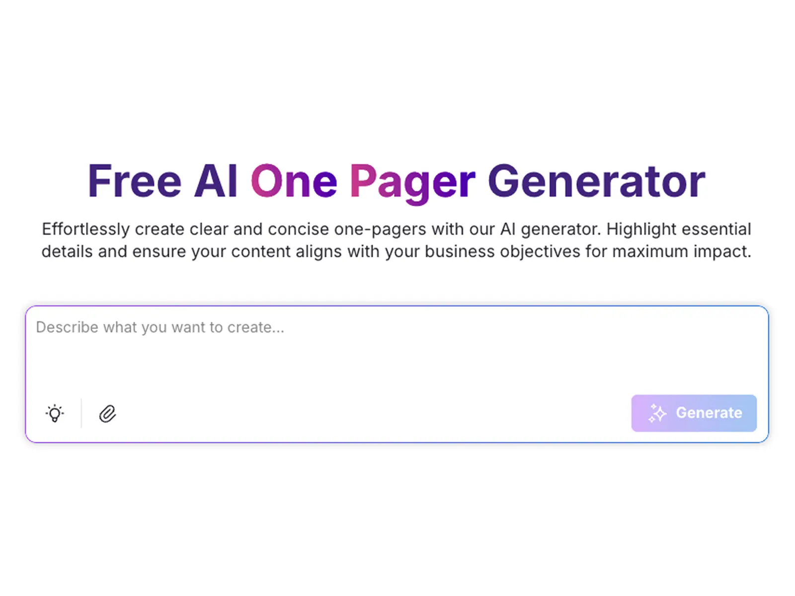 Screenshot 2 of AI One Pager Generator