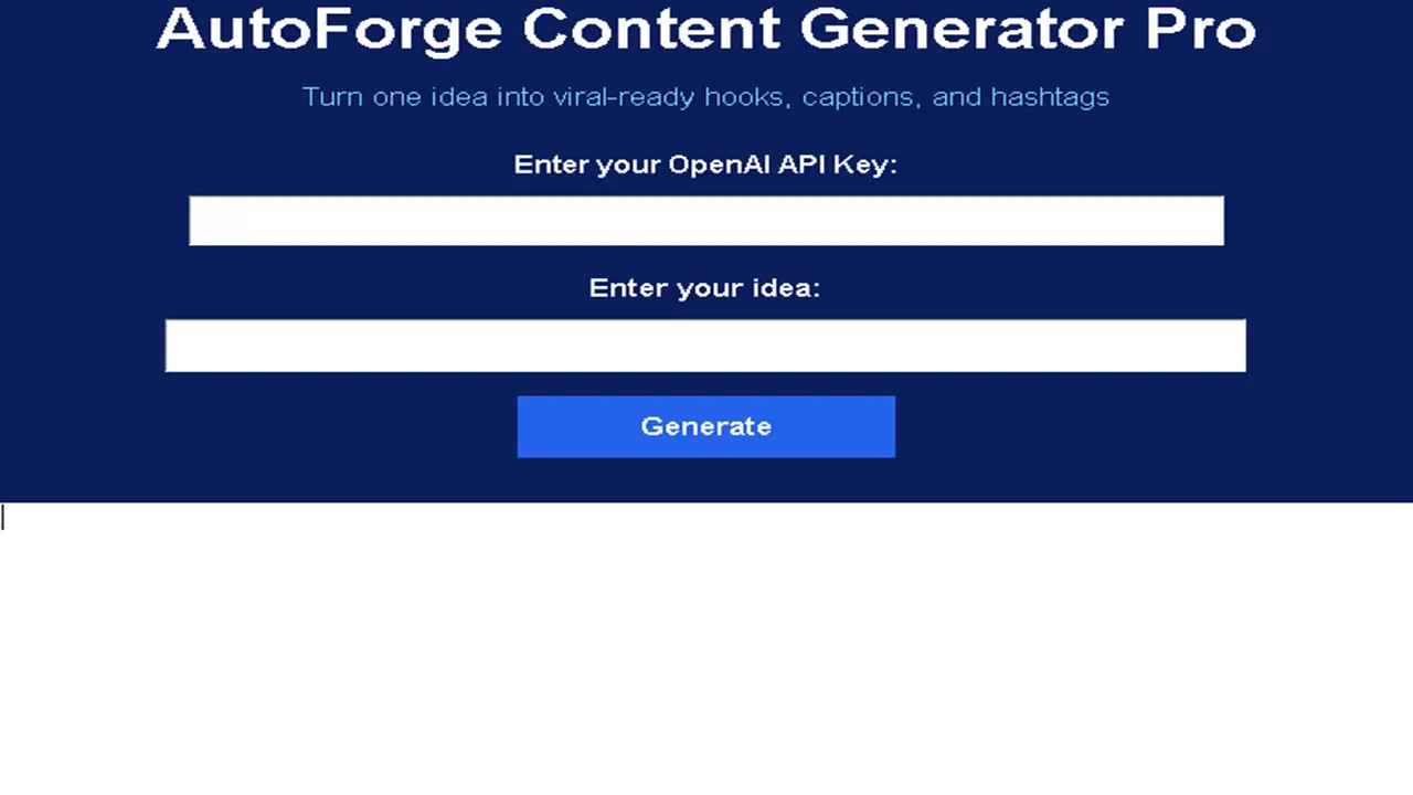 Screenshot 1 of AutoForge Content Generator Pro