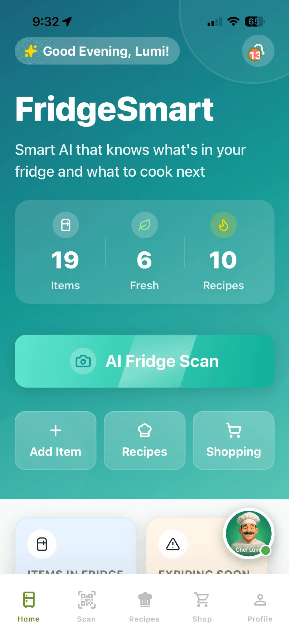 Screenshot 1 of FridgeSmart App