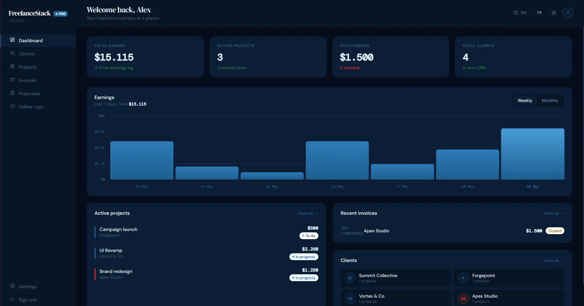 Screenshot 1 of FreelanceStack Studio