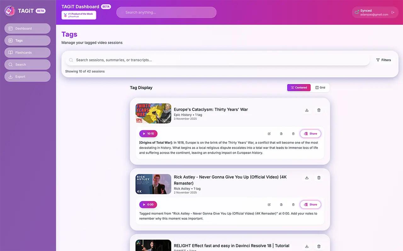 Screenshot 5 of TAGiT - Smart Bookmarks for Video