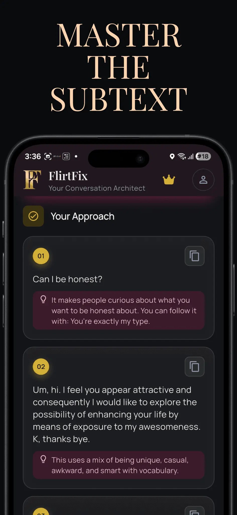 Screenshot 2 of FlirtFix: AI Dating Assistant