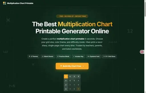 Multiplication Chart Generator