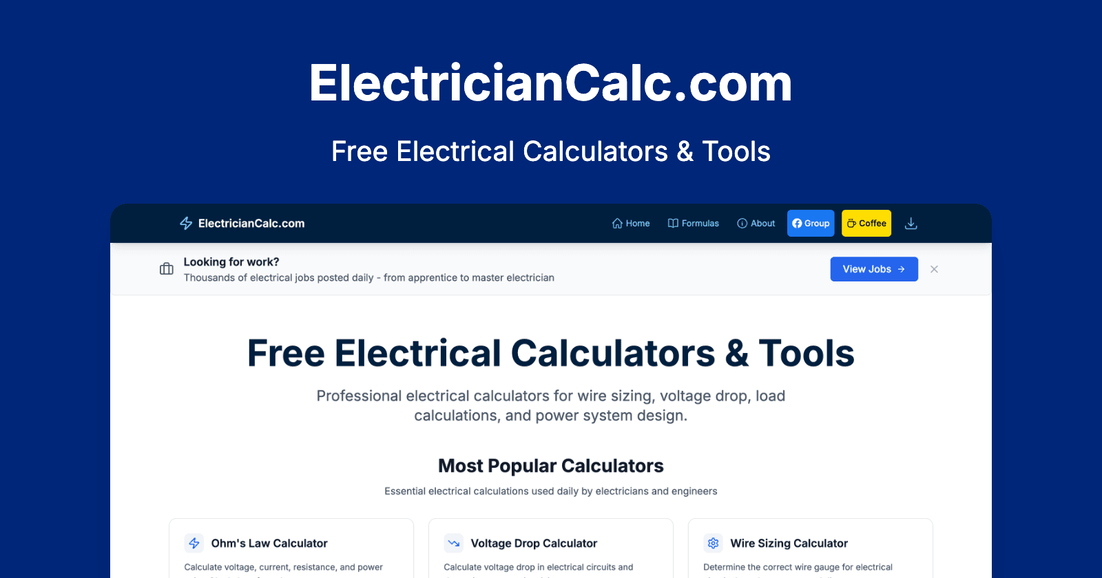 Screenshot 1 of electriciancalc.com