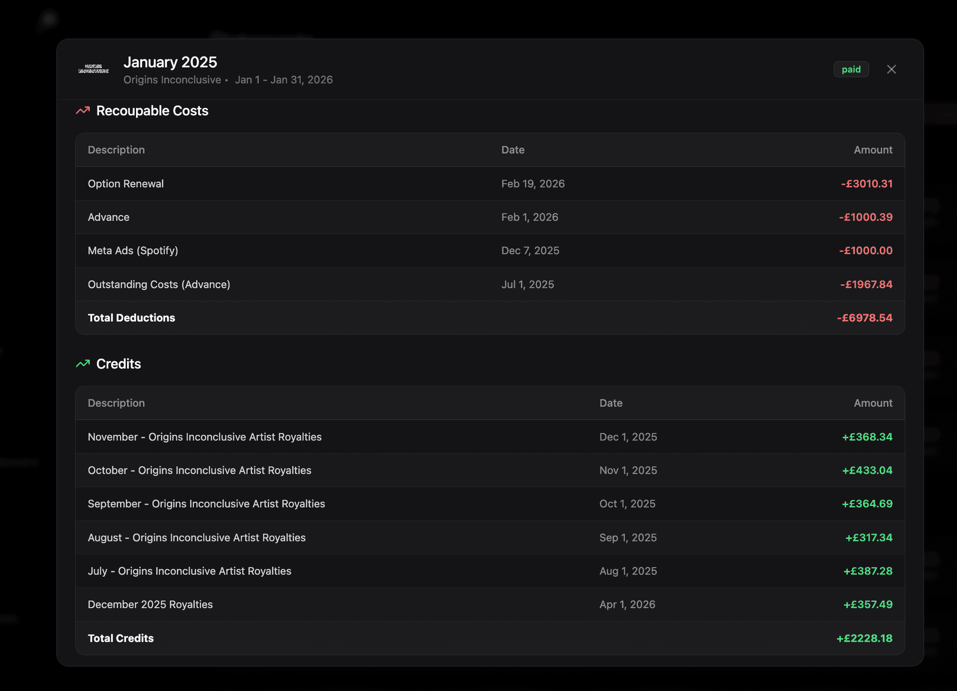 Screenshot 6 of RosterRoyalties