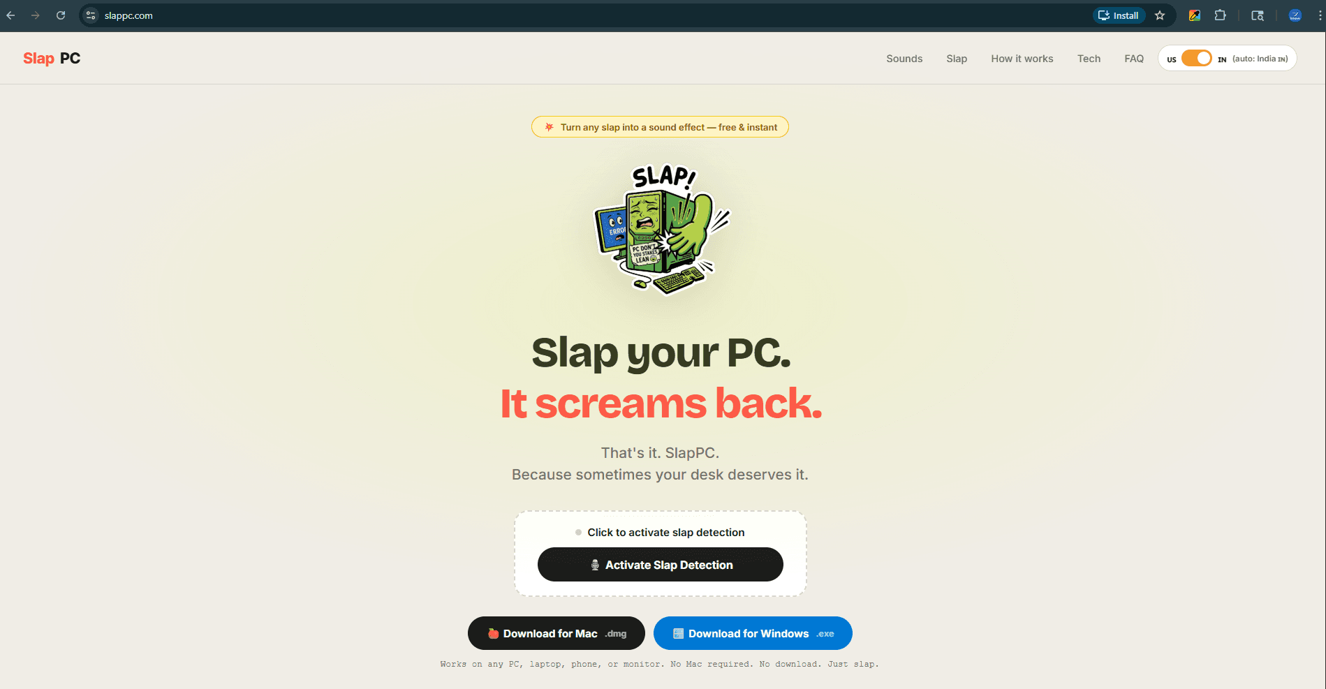 Screenshot 1 of SlapPC
