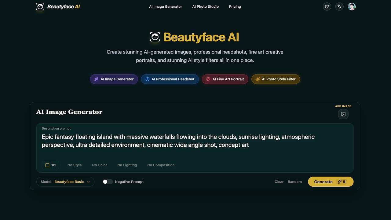 Screenshot 1 of Beautyface AI Image Generator