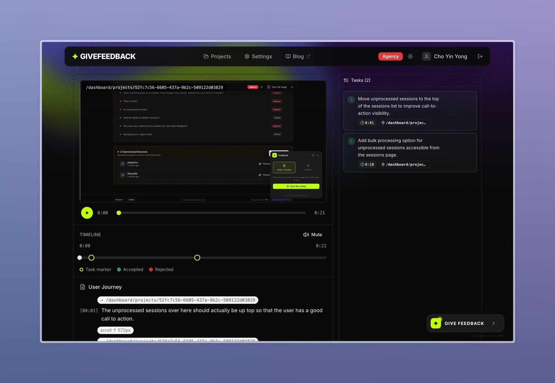 Screenshot 2 of GiveFeedback