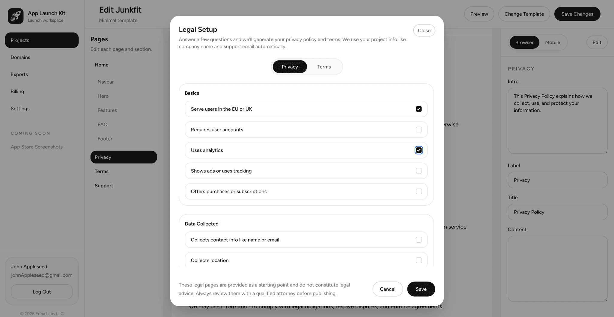 Screenshot 1 of App Launch Kit