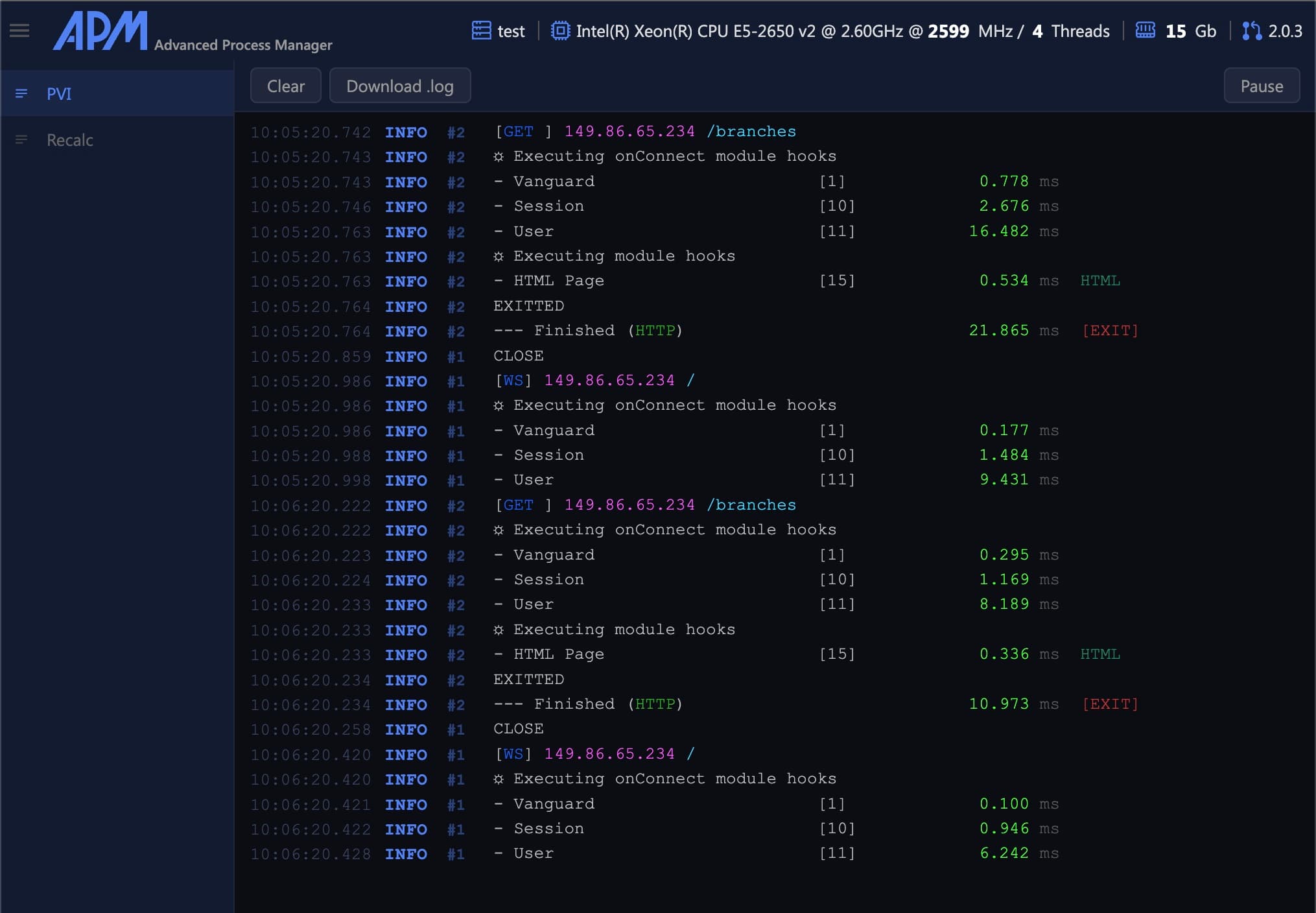 Screenshot 1 of APM — Process Manager for Linux