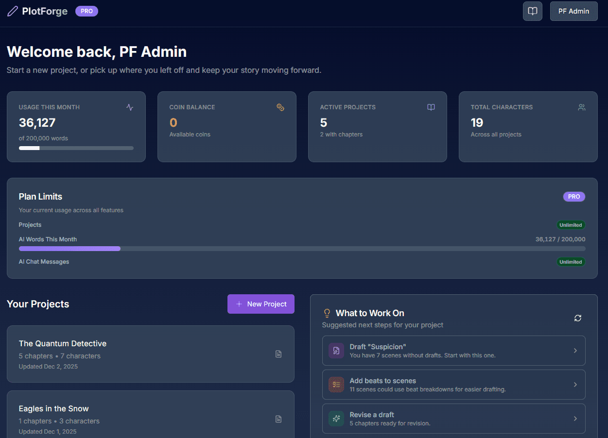 Screenshot 1 of PlotForge | AI Novel Writing Software