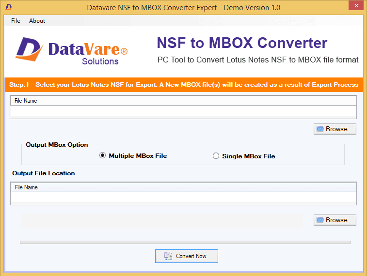 Screenshot 1 of DataVare NSF to MBOX Converter