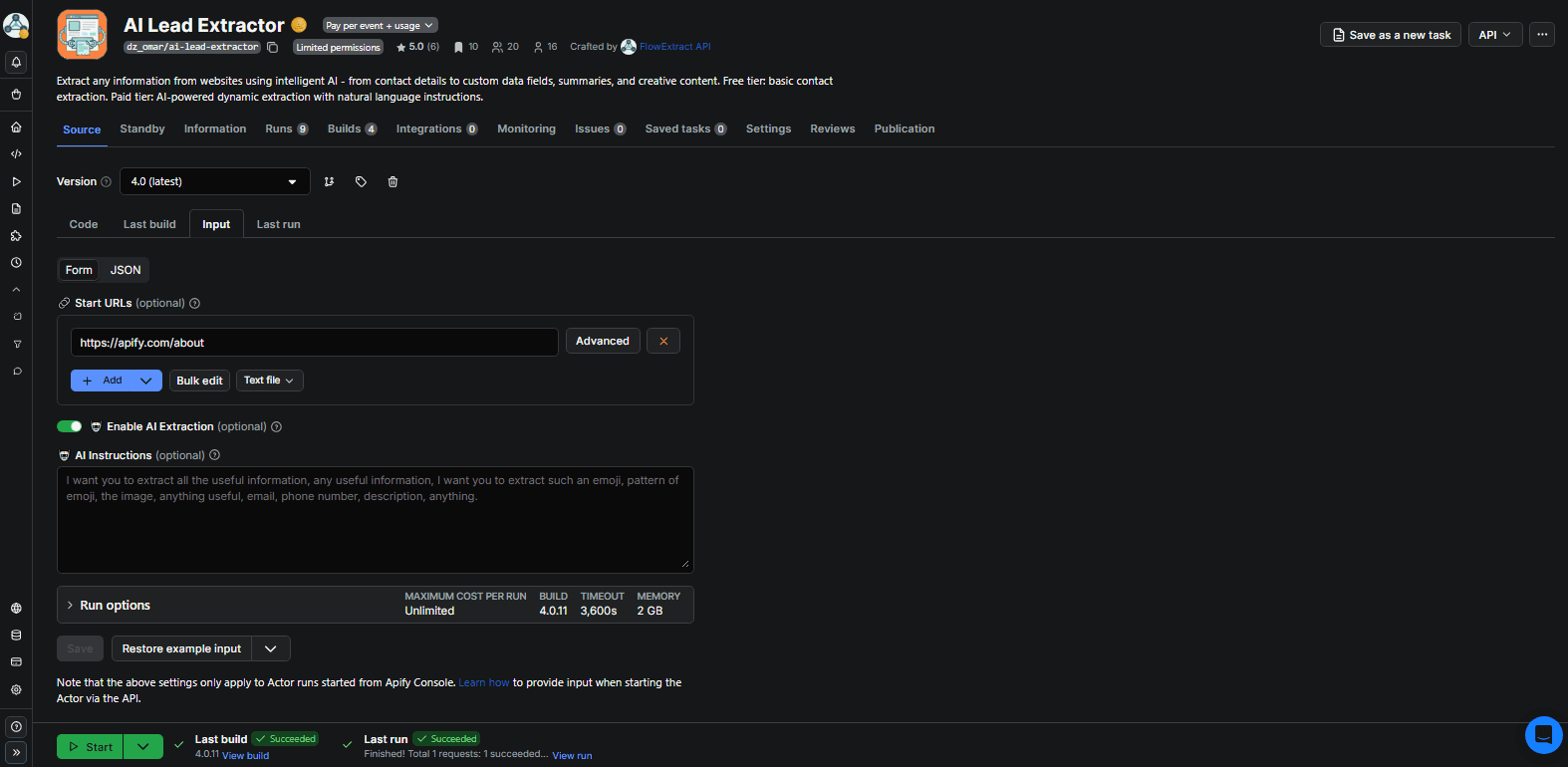 Screenshot 1 of AI Lead Extractor – Extract Any Data