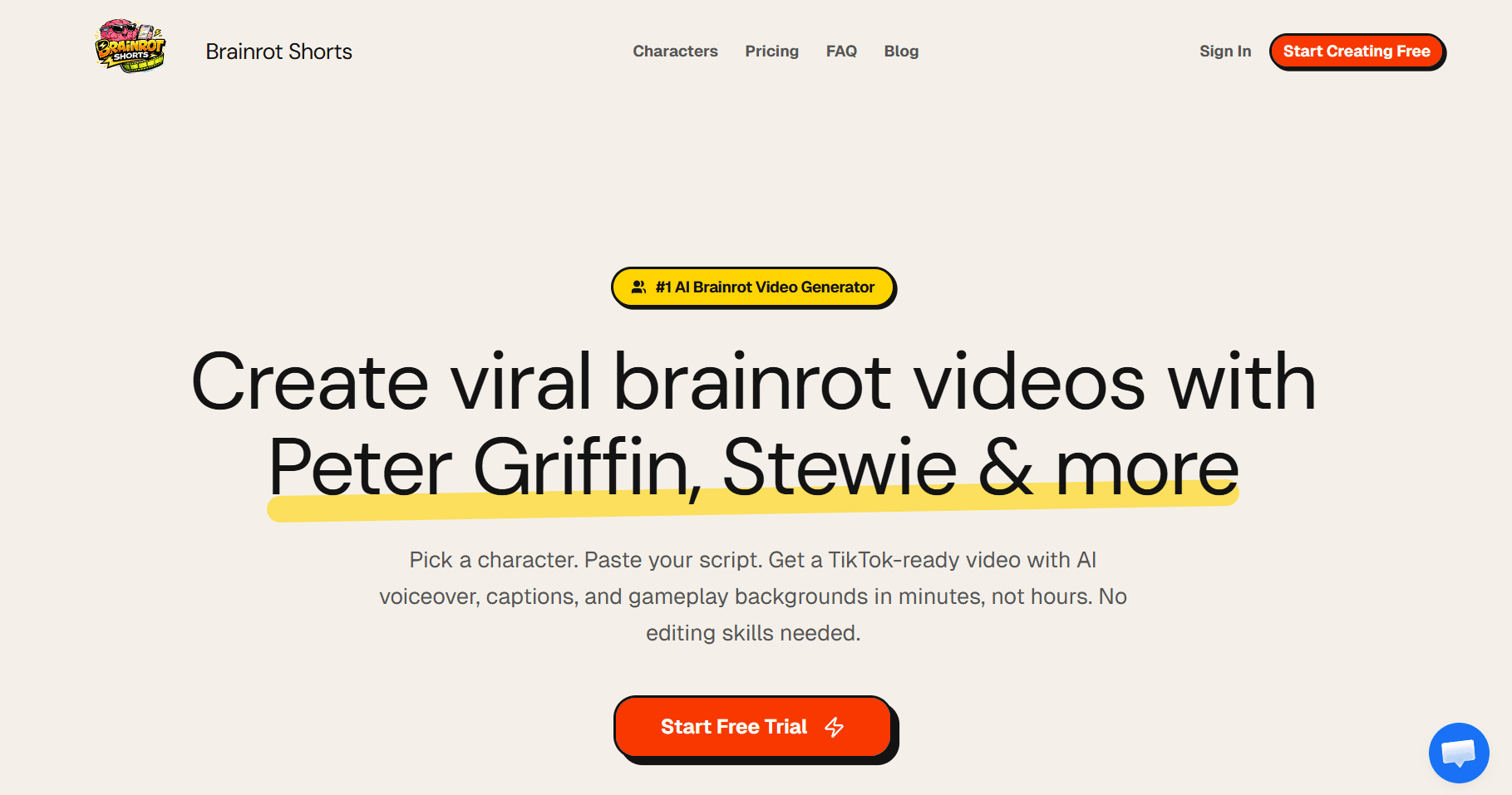 Screenshot 1 of AI Brainrot Video Generator