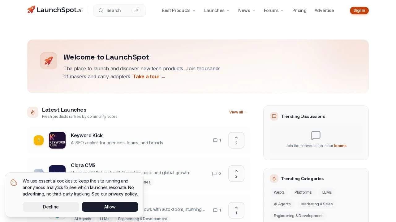 Screenshot 1 of LaunchSpot.ai